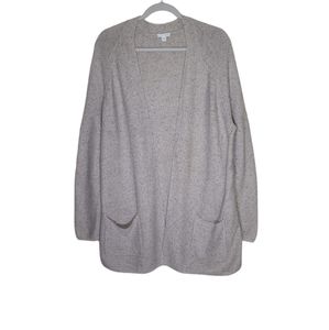 J.Jill Women's Long Raglan Sleeves Open Front Cream Knit Cardigan Size L